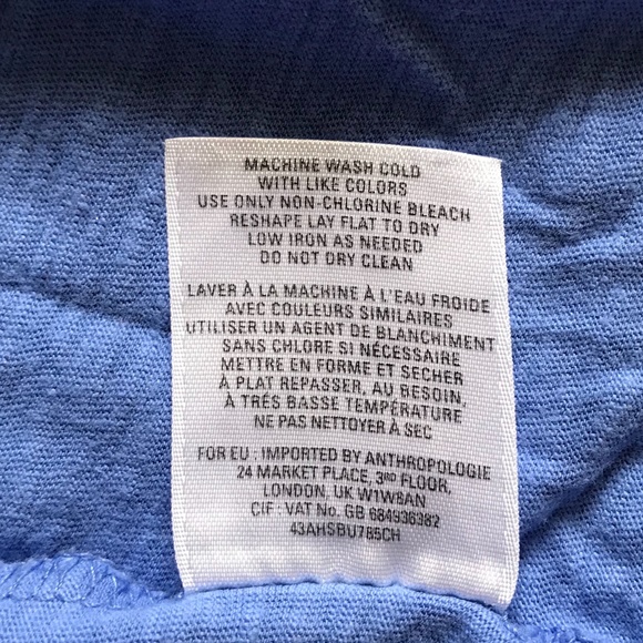 ANTHROPOLOGIE Blue V-neck ¾ Sleeve Tee Size XS - Picture 8 of 8